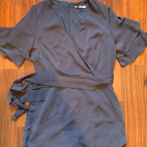 GREY WRAP ROMPER SIZE M